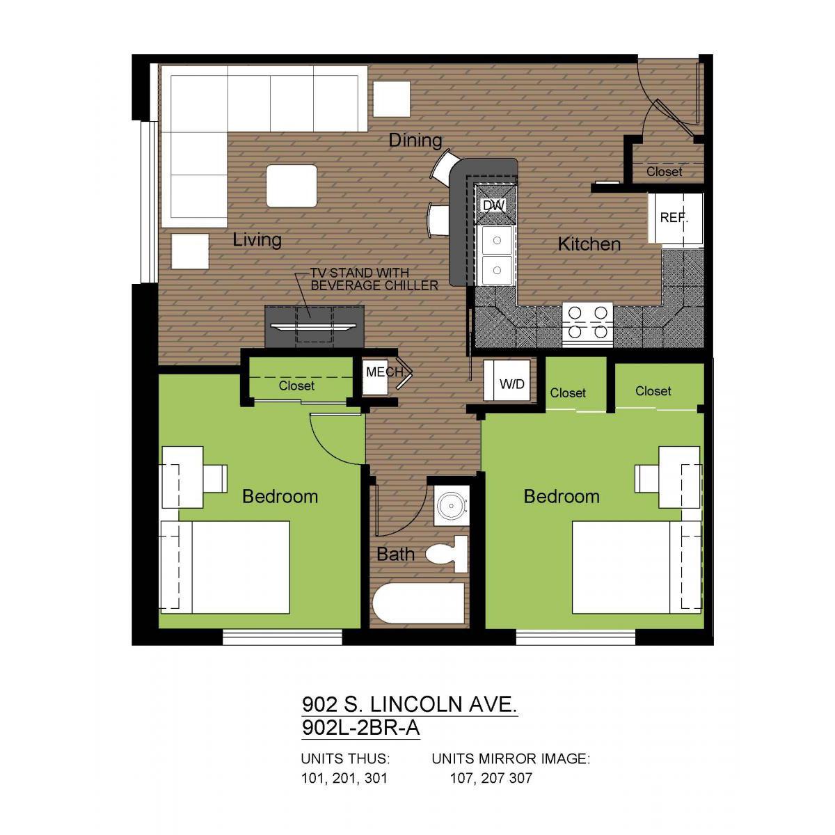 902L-2BR-A FLOORPLAN