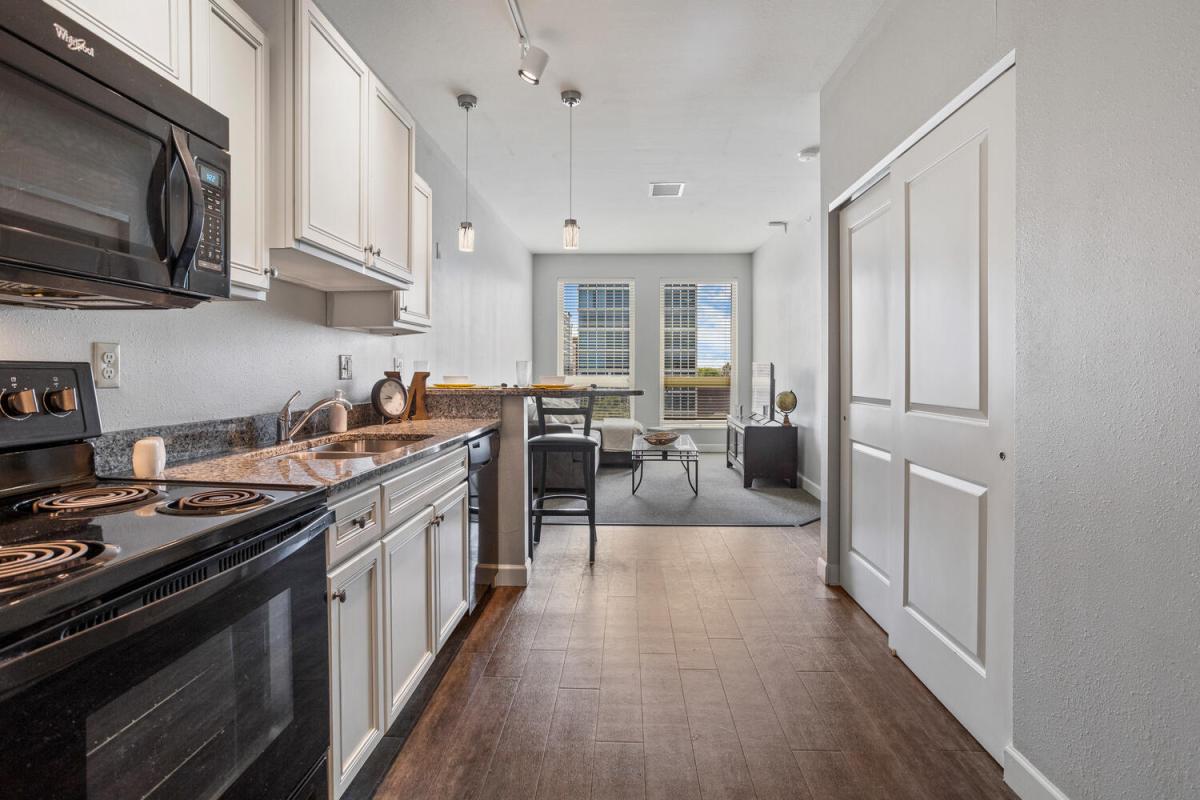 kitchen and living room