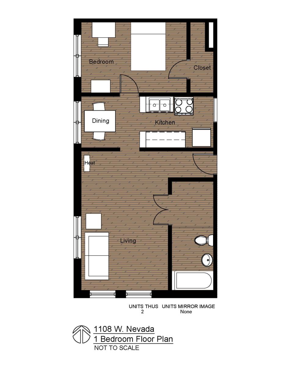 1108 W Nevada 1 Bedroom Floor Plan #2