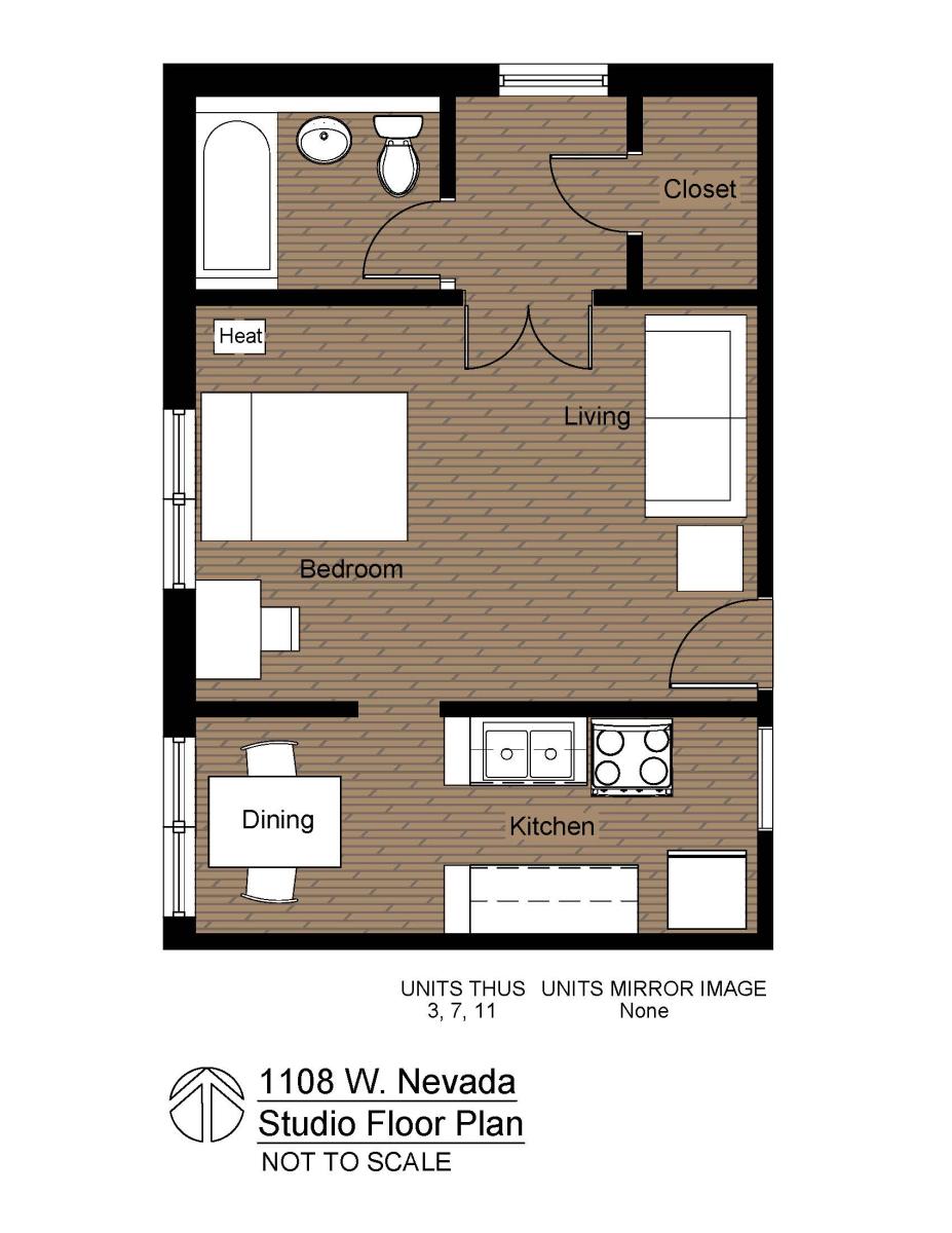 1108 W Nevada Studio Floor Plan #3 & #7 & #11